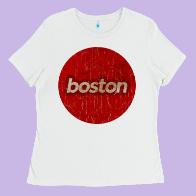Boston   Simple Red Circle Vintage Ladies Tee Designed By Floraart