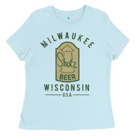 Baby Blue shotz beer worn Ladies Tee - FloraArt