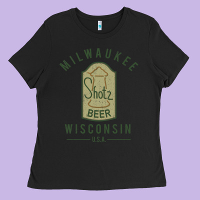 Shotz Beer Worn Ladies Tee Designed By Floraart