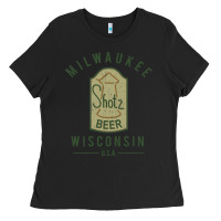 Black shotz beer worn Ladies Tee - FloraArt