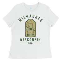 White shotz beer worn Ladies Tee - FloraArt