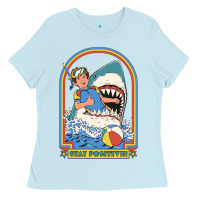 Baby Blue Stay Positive Classic Ladies Tee - FloraArt