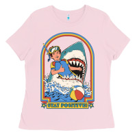 Bubblegum Pink Stay Positive Classic Ladies Tee - FloraArt