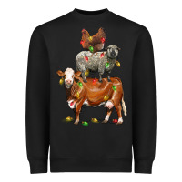 Black Christmas cow sheep and chicken Heavyweight Sweatshirt - LillyAllenDesigns