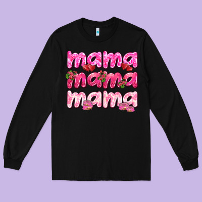 Mama Mama Mama Mother's Day Long Sleeve Tee Designed By Howdyjamesfarm
