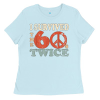 Baby Blue I Survived The Sixties 60s Twice Ladies Tee - FloraArt