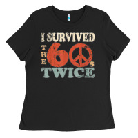 Black I Survived The Sixties 60s Twice Ladies Tee - FloraArt