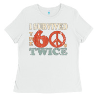 White I Survived The Sixties 60s Twice Ladies Tee - FloraArt