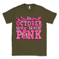 Army Green In October We Wear Pink with Gnome Classic Tee - texasbilliewilder