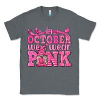 Charcoal Heather In October We Wear Pink with Gnome Classic Tee - texasbilliewilder