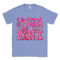 Colony Blue In October We Wear Pink with Gnome Classic Tee - texasbilliewilder