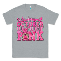 Heather Grey In October We Wear Pink with Gnome Classic Tee - texasbilliewilder