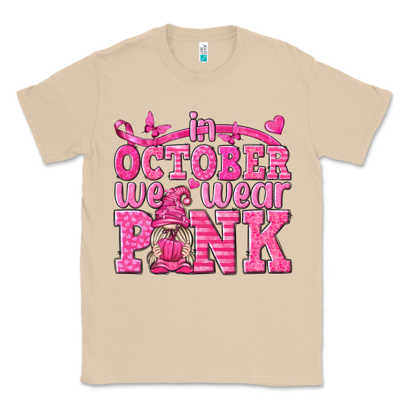 In October We Wear Pink With Gnome Classic Tee by texasbilliewilder | Teevron