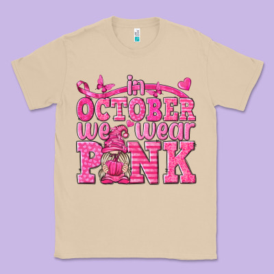 In October We Wear Pink With Gnome Classic Tee Designed By Texasbilliewilder