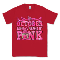 Red In October We Wear Pink with Gnome Classic Tee - texasbilliewilder