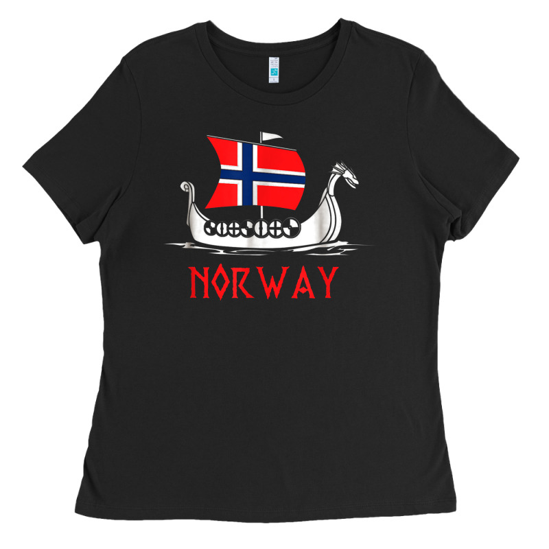 Boat Norwegian Flag Norway Viking Ship Norway Ladies Tee by FloraArt | Teevron