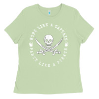Matcha Work like a captain party like a pirate Ladies Tee - FloraArt