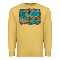 Antique Gold western turquoise stone aztec tiger pattern background Premium Sweatshirt - Artiststas