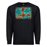 Black western turquoise stone aztec tiger pattern background Premium Sweatshirt - Artiststas