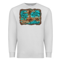 Dove Grey western turquoise stone aztec tiger pattern background Premium Sweatshirt - Artiststas