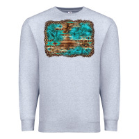 Heather Grey western turquoise stone aztec tiger pattern background Premium Sweatshirt - Artiststas
