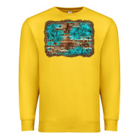 Lemon western turquoise stone aztec tiger pattern background Premium Sweatshirt - Artiststas