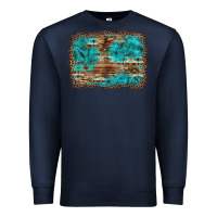 Navy western turquoise stone aztec tiger pattern background Premium Sweatshirt - Artiststas