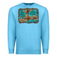 Ocean Blue western turquoise stone aztec tiger pattern background Premium Sweatshirt - Artiststas