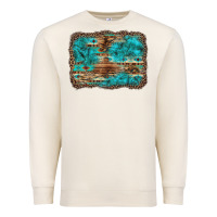 Sandshell western turquoise stone aztec tiger pattern background Premium Sweatshirt - Artiststas