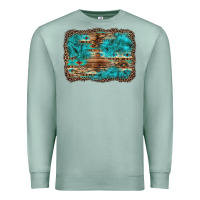 Seafoam western turquoise stone aztec tiger pattern background Premium Sweatshirt - Artiststas
