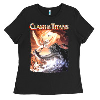 Black Clash of the Titans (Transparent) Ladies Tee - ArtMosaic