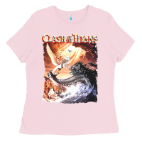 Bubblegum Pink Clash of the Titans (Transparent) Ladies Tee - ArtMosaic