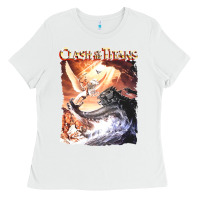 White Clash of the Titans (Transparent) Ladies Tee - ArtMosaic