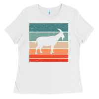 White goat goats retro style vintage 140 goat lover Ladies Tee - ArtMosaic