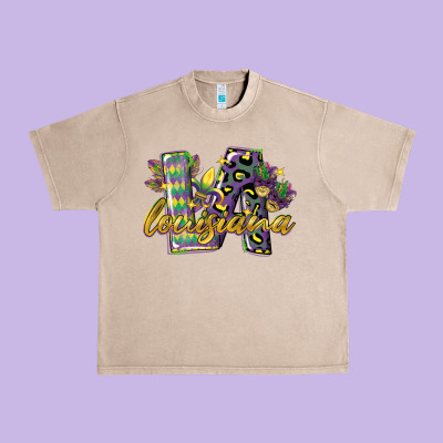 Louisiana Leopard Mardi Gras 12 Inches 300 Dpi Urban Heavy Tee Designed By Cowgirlartshop