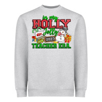 Heather Grey In My Holly Jolly Teacher Era Heavyweight Sweatshirt - CowhideDigitalArt