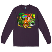 Plum St. Patrick's Day gnomies with leopard tumbler Long Sleeve Tee - HowdyJamesFarm