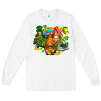 White St. Patrick's Day gnomies with leopard tumbler Long Sleeve Tee - HowdyJamesFarm