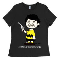 Black charlie brownson Ladies Tee - ArtMosaic