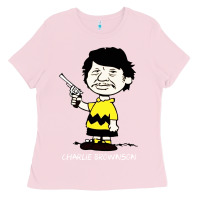 Bubblegum Pink charlie brownson Ladies Tee - ArtMosaic