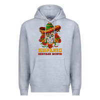 Heather Grey sombrero skull heritage Premium Hoodie - BundleAndBundleShop