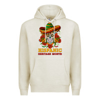 Oatmeal Heather sombrero skull heritage Premium Hoodie - BundleAndBundleShop