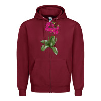 Burgundy Moth Orchid Zipper Hoodie - LillyAllenDesigns