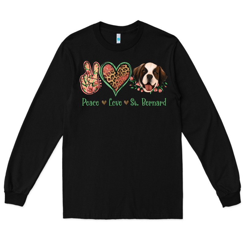 Peace Love St. Bernard Long Sleeve Tee by Jasminsmagicworld | Teevron