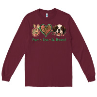 Burgundy Peace Love St. Bernard Long Sleeve Tee - Jasminsmagicworld