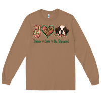 Toasted Coconut Peace Love St. Bernard Long Sleeve Tee - Jasminsmagicworld