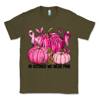Army Green In October We Wear Pink with Pumpkin Classic Tee - texasbilliewilder