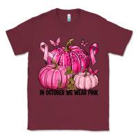 Burgundy In October We Wear Pink with Pumpkin Classic Tee - texasbilliewilder