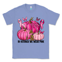 Colony Blue In October We Wear Pink with Pumpkin Classic Tee - texasbilliewilder