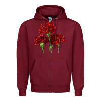Burgundy Scarlet Red Carnation Illustrations Zipper Hoodie - LillyAllenDesigns